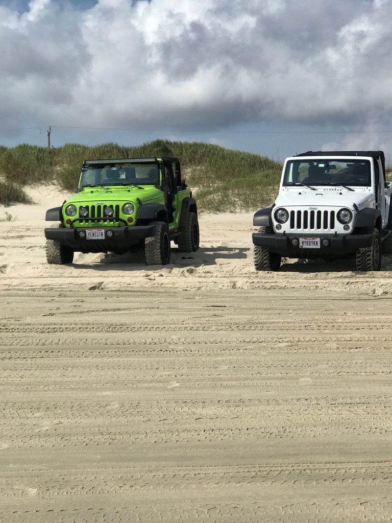 Jeeps on the beach