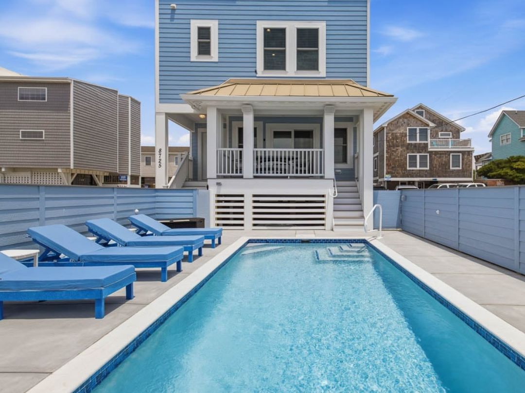 Outer Banks beach houses along the Atlantic shoreline